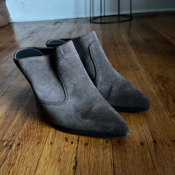 Donald Pliner Valda Block Heel Mule Clog Suede Leather Shoes Size 9.5 M Brown - Picture 5 of 8